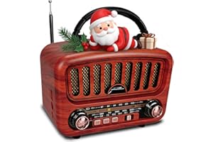 BLIMYSWE Retro Radio mit Bluetooth, AM/FM/SW Tragbares Radio Klein 5W großer Lautsprecher und Bluetooth 5.0, UKW Lautsprecher Batteriebetrieben unterstützt USB/TF/AUX Funktion (Rot)