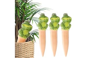 COM-FOUR® 3x automatyczne nawadnianie roslin domowych - dozownik wody do roslin - szyszki gliniane do podlewania kwiatów - hydrokolce (03 sztuki - zaby)