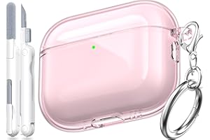 MHYALUDO Kompatybilny z Etui Airpods Pro 3. generacji, Kompatybilny z Etui Airpods Pro 3 z Brelokiem, Przezroczysty, Miękki, Odporny na Wstrząsy Etui Klasy Wojskowej, Różowy
