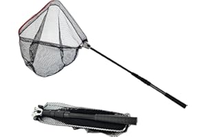 ANTCHER Fischernetz mit Teleskopgriff, faltbarer Fischkescher mit Griff aus Aluminiumlegierung für Salzwasser und Süßwasser, ausziehbar auf 130 cm