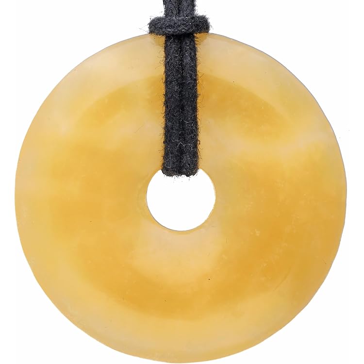 Lebensquelle Plus Edelsteen donut 30 mm katoenen band | natuursteen hanger halsketting | echte helende steen ketting incl. lint, 30 mm, Roestvrij staal, Verschillende