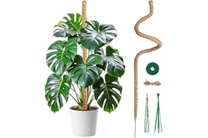 Mcbazel Tutor de Plantas Trepadoras sobre Estaca de Planta, 120 cm Soporte de Planta, Tutor de Coco, Ancho de 7 mm, Plegable, Poste de Crecimiento de Plantas Trepadoras para Plantas Monstera/Jardín