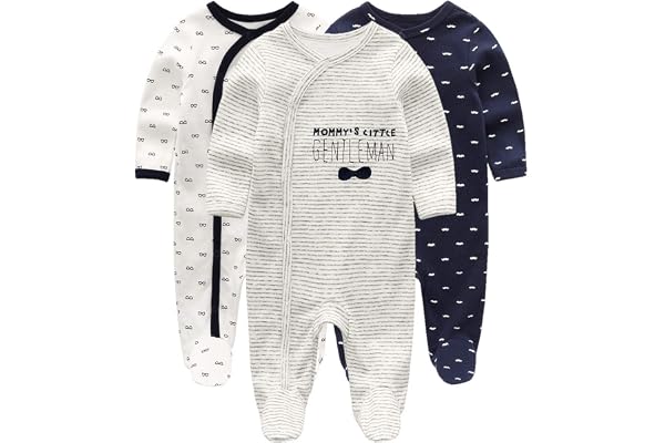 Kiddiezoom Baby Boys Lot de 3 bodies à manches courtes bio