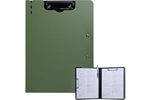 FRETONBA Foldover deska z klipsem A4, z tworzywa sztucznego, z pokrywką, lekka półka do szkoły, przemysłu/biura (zielona)