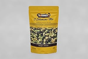 DORIMED Fasola Edamame 1 kg I mieszanka 3 lekko solonych prażonych ziaren soi 1000 g I bezglutenowe I Smaczna naturalna suszona fasola I Wysoka zawartość białka I Nadaje się dla wegan I Przekąski