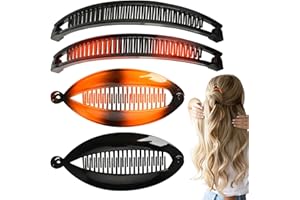 SHPUJUN 4 Stück Banana Clip Dünnes Haar,Bananenspange Haare,Bananen Haarspange,Leaf Shape Banana Hair Clip Groß,Bananen-Clip Bananen Haarspangen Damen