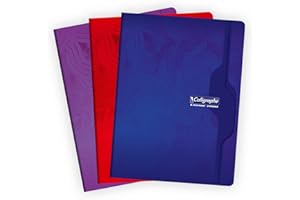 Calligraphe 7499C Un Cahier Agrafé (une Marque de Clairefontaine) - 24x32 cm - 192 Pages Petits Carreaux - Papier Blanc 70 g - Couverture Carte Recyclée Vernie - Couleur Aléatoire