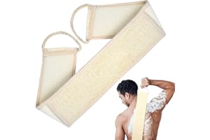 AONAYO Loofah Sponge Back Scrubber, Back Scrubber for Shower, Exfoliating Towel Back, Natural Loofah 70 cm with Jerking Strap, Showering, Bathing with Loofah Pads, All-Round Cleaning Body Care