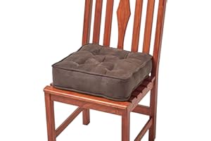 HOMESCAPES Brown Dining Chair Booster Cushion Large Firm 40cm Square Seat Pad with Supportive 10cm Thick Lift Soft Chocolate Faux Suede Cushion For The Elderly, Post-Operative and Pregnancy