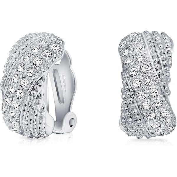 Orecchini A Clip Oro Rosa Philip Jones - Pavé Cristalli Zircondia Trasparenti - Gioielli Eleganti
