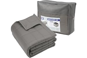 Harbour Housewares Gewichtsdecke mit Aufbewahrungstasche - 150 x 200cm - 8kg - Grau - 1x Schwer Erwachsene Baumwolle Bett Abdeckung Werfen mit Glasperlen | Hochwertige 7-Lagen-Konstruktion | Angst