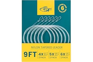 SF 6 sedales de Pesca con Mosca de Nailon preanudado, 2,3 m, 2,7 m, 3,6 m, 0 x 1 x 2 x 3 x 4 x 5 x 6 x 7 mm