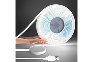 LRGBST 5V USB COB LED Strip, 1M blanc Dimmable LED Strip Light avec Touch et Hand Sweep Dimmer Switch pour l'éclairage du cabinet d'étagère des vitrines du panneau acoustique