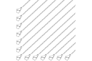 MOZEAT LENS 20pcs Stainless Steel Chains Bulk Necklace Chain Bulk for Jewelry Making Silver Chain Necklace Pack 1.5 Mm Thin Chains Silver Cable Chains for Necklace Making Supplies, Necklace Chains for Pendants