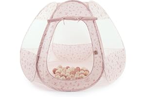 Bieco Kinderzelt und Bällebad Pop up Dreamy Flowers mit 50 Bällen | Prinzessin Zelt Kinder | Spielzelt Mädchen | Princess Tent | Bällebad | Kinderspielzelt Mädchen | Spielzelt Kinderzimmer