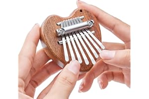 Ushine Kalimba Thumb Piano,8 Keys Mini Finger Piano Portable Solid Wood Musical Instruments with Lanyard,Pocket Musical Gifts for Beginners Backpack Handbag Decorations,Ideal for Kids And Adults