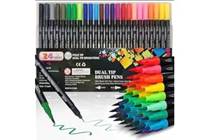 POLE TIP 24 Dual Tips Colouring Pens For Adult Colouring Books, Fineliner And Felt Tip Pens For Adults Drawing Painting Sketching, Art Supplies, Alcohol Markers Gift For Creative Soul