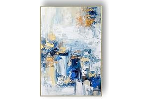 ZMFBHFBH Dipinto ad olio su tela di grandi dimensioni con cornice astratta su tela oro blu nuvola pittura quadri d'arte immagine soggiorno 80x120 cm (32x31in) con cornice