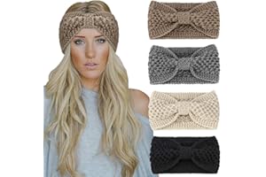 DRESHOW 4 Piezas Diadema Mujer Invierno Diadema Cabeza Anchas Cabello Turbante Banda Accesorio Pelo para Mujer