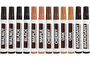 SOPWMAP 12 Piezas Marcadores de Reparación para Muebles de Madera, 6 Colores para Rayas, Arañazos en Pisos de Parquet, Laminados y Muebles, Incluye Tonos de Arce, Roble, Cerezo, Nogal, Caoba y Negro