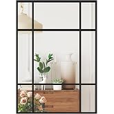 HOMCOM Rectangular Wall Mirror, 70 x 50 cm, Window Mirror with Metal Frame, Decorative for Living Room, Bedroom, Entrance, Bl