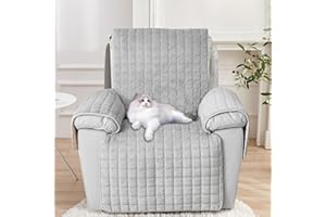 YANCLIFE Recliner Chair Covers with Pockets - Soft Washable Waterproof Armchair Slipcovers with Adjustable Straps Buckles, Furniture Protector for Pets & Kids Reclining Chair and Electric Chair Cover (Gray）