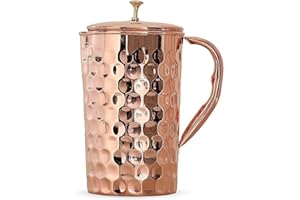 TreegoArt Miedziany dzbanek na wodę, bez szczelności, młotkowany diament, wzór 2000 ml (1 szt.)