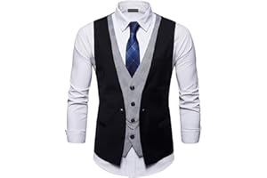 YCUEUST Chaleco Hombre de Vestir Traje Boda Ceremonia Waistcoat Blazers Sin Mangas