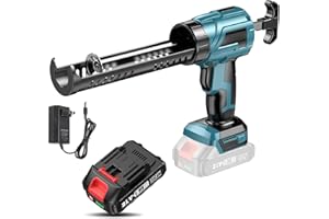 EAGERMINDS Pistola a cartuccia senza fili 21 V, pistola per colla elettrica 300 ml, velocità regolabile, pistola a cartuccia senza fili per porte e finestre, pistola per vetro, macchina da cucire (Con batteria)