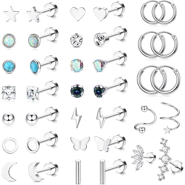 2 Paires De Boucles D'oreilles Mini Créoles En Acier Inoxydable - Zircone Cubique - Tailles 6 Mm Et 8 Mm - Hypoallergénique - Pour Cartilage Ou Lobe