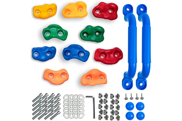 CIMOYBAI 12 pcs Prises d'escalade, avec poignées de Maintien Aire de Jeux,Pierres à Grimper Enfants Outdoor, Prises d'escalade Enfants Multicolores, Prises pour Murs d'escalade avec vis de Fixation