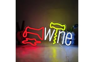 UExnkj-Y Wine Neon Sign LED Bar Enseignes au Néon Enseigne Lumineuse Decor USB Alimenté Néon Lettres Néon de Vin Rouge pour Maison, Pub, Bar, Studio, Amateur de Vin, Cadeau D'anniversaire