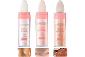 ENIYOU 3 Colours Body Glitter Powder Stick, Orphic Shimmer Body Glitter Fairy Stick Highlighter Powder Body Shimmer Highlighter Makeup Highlighter Stick Puff Glitter Loose Powder