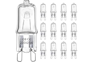 LedWekei Bombillas Halógenas G9, 220 V, 25 W, Cápsula Transparente de 2 Pines, Luz Blanca Cálida Regulable de 2700 K (Paquete de 12)