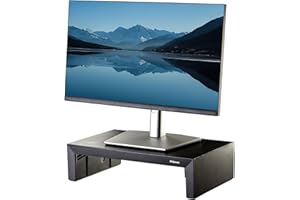 Fellowes Everyday Plus Monitor Stand - 3 Height Adjustable Monitor Riser for Desk with Storage Space - Ergonomic Computer Stand for Laptops, Computers, iMac, PC, Notebook - Max Weight 18kg - Black