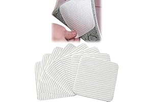 GCNWW Non-Slip Rug Grippers for Laminate Floor, Square Hook & Loop Carpet Pads for Hardwood Floors Tiles Keep Rugs Flat & Secure Reusable No Curling, White Rug Carpet Tape (8)