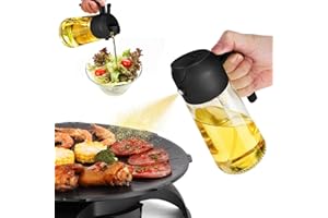 Rseuphiee Spruzzino Olio Per Friggitrice Aria, 2 in 1 Spruzzatore Olio 470ml, Dosatore Olio Cucina, Nebulizzatore Olio Cucina, può Spruzzare Olio e Versare, per Grigliare, Cuocere al Forno
