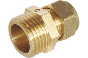 SOMATHERM FOR YOU, Raccord à compression laiton 12 mm - Mâle 15/21 pour tube cuivre - Idéal pour plomberie et réseaux d'eau sanitaire ou de chauffage - Étanchéité filet ou joint