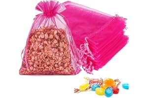 Amdonalo Organzasäckchen 15 * 20cm Große Geschenktüten Adventskalender für Hochzeit Geburtstag Weihnachten Geschenk Süßigkeiten Geschenke mit Schnur Packung mit 20(Rosenrot)