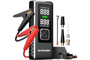 FORRADER ELTPOWER Jump Starter Power Pack with 145PSI Air Compressor,12V Portable Car Battery Jump Starter Booster (7.0L Petrol/4.5L Diesel),Car Starter Power Bank with Jump Leads,LCD Screen,Emergency Light