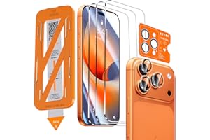 QHOHQ 3 Pièces Verre Trempé pour iPhone 17 Pro Max + 1 Jeu Protection Caméra Arrière, Top 9H+ Glass Film, [12 Pieds Qualité Militaire Protection écran], Auto-Install 1s, Coque Compatible