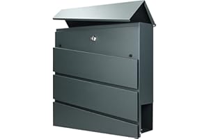 Virone Borneo Buzón Exterior de Acero Galvanizado con Soporte para Periódicos (Antracita)