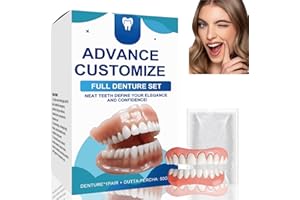 CHUNBIN Bikenda Premium Full Set Dentures,Advanced Customized Full Dentures Set,Sili/Cone Reline Denture Set,Silicone Denture Full Mouth,Denture False Teeth,Soft Comfortable Natural Denture(Teething Glue)