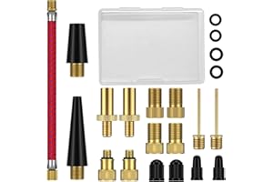 YONGPOW 15 Pezzi Adattatore Pompa Bici, Adattatore Valvola Auto Bici,SV AV DV Valvola Adattatore Set per Pneumatici Palloncini e Cuscini d'Aria