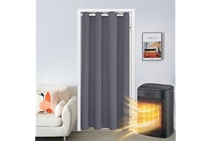 SK Studio Zasłona do drzwi, zaciemniająca, zapewniająca izolację termiczną i prywatność, z przelotkami do drzwi, do oddzielenia pokoju, do przedpokoju, okna, ciemnoszara, 86 x 203 cm (szer. x wys.)