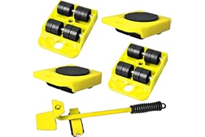 QIPUNEKY 5-teilig Möbeltransportrollen Möbel Transportroller Set, Möbel Transportroller Set, 4 Möbel Roller + 1 Lastenheber,Ideal für Möbel-Transport beim Umzug