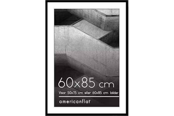 Americanflat 60x85 cm ram med polerat splittersäkert glas – Använd som 50x75 cm med passepartout eller hela fotot utan passep