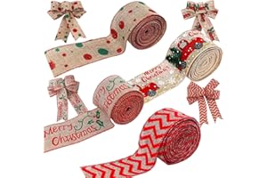 MEZHEN Cinta de Navidad Decoración Arbol Navidad Cintas Navidad Tela Embalaje Regalo Hogar DIY Manualidades Lazos Adornos Navideños 4 Piezas