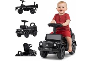 sun baby Macchinina Cavalcabile per Bambini Mercedes Benz G, Macchina a spinta da 12 mesi, Volante con suono, cassetto portaoggetti, ruota di scorta finta (Nero)