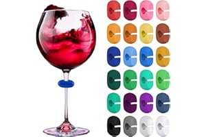 Popuppe 24 Stück Glasmarker, Glasmarkierer Silicon, Wiederverwendbarer Gemischter Farbbecher Charm Weinglasring für Weinglas Champagnerglas, Martini-Glas, Trinkglas